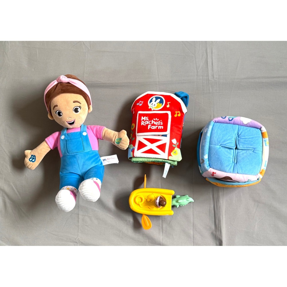 Ms Rachel Speak & Sing Doll Farm Soft Book Sensory Cube and Boat Toy Bundle‎
